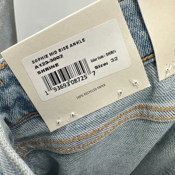 AGOLDE NWT Sophie Mid Rise Ankle Distressed Denim Jean in Shrine // 32 - Picture 12 of 13